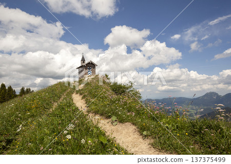 Chapel Freudenreich at Brecherspitze mountain, Bavaria, Germany in summertime Chapel Freudenreich at Brecherspitze mountain, Bavaria, Germany in summertime 137375499