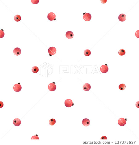 Watercolor red berry seamless pattern. Hand drawn simple background with small forest berries for fabric, gift wrap or packaging. Watercolor red berry seamless pattern. Hand drawn simple background with small forest berries for fabric, gift wrap or packaging. 137375657