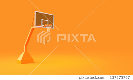 Basketball hoop is on orange background. Basketball hoop is on orange background. 137375767
