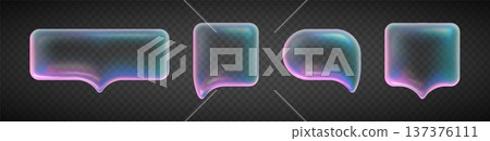 Holographic glass speech bubbles set 137376111