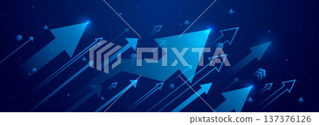 Blue neon arrows growing up, financial success 137376126