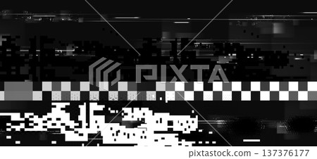 Glitch effect black bg with digital pixel noise Glitch effect black bg with digital pixel noise 137376177