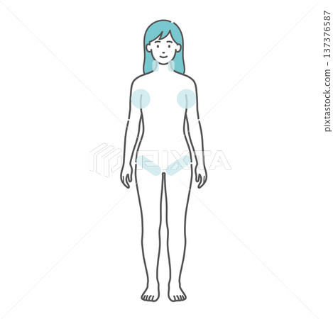 女性身體示意圖(中暑、發燒時如何降溫、急救措施) 女性身體示意圖(中暑、發燒時如何降溫、急救措施) 137376587