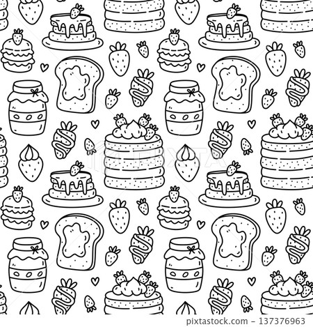 Cute seamless pattern with desserts 137376963