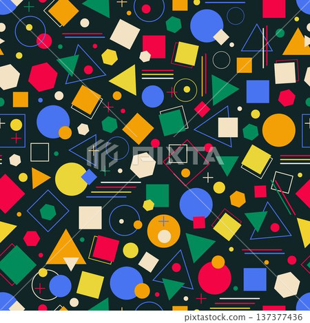 Abstract Memphis Geometric Shapes Seamless Vector Pattern Abstract Memphis Geometric Shapes Seamless Vector Pattern 137377436