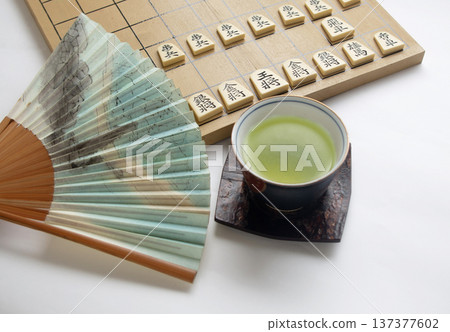 將棋、將棋、折扇、茶杯、茶盤 將棋、將棋、折扇、茶杯、茶盤 137377602