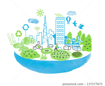 Watercolor, Environment, City, Innovation Watercolor, Environment, City, Innovation 137377675