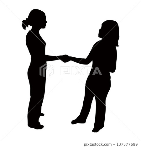 two young women makibg chat, silhouette vector 137377689