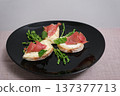 Bread prosciutto sandwich bread slice with cream cheese and prosciutto ham 137377713