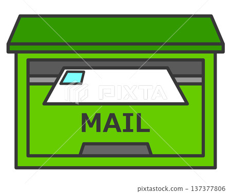 Illustration of a mailbox where postcards and notices arrive 137377806