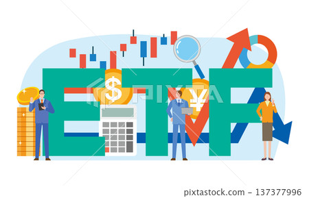ETF 字母和人物插圖 ETF 字母和人物插圖 137377996