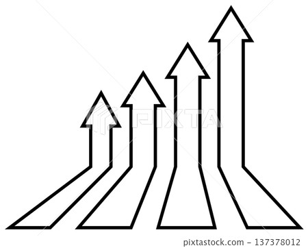 箭頭圖示,表示銷售額和業績上升 箭頭圖示,表示銷售額和業績上升 137378012