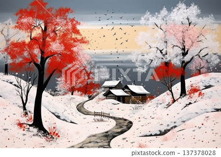 Snow-Covered Landscapes - Generative AI 137378028