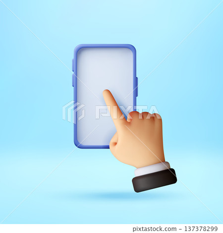 3D hand touching smartphone screen 137378299