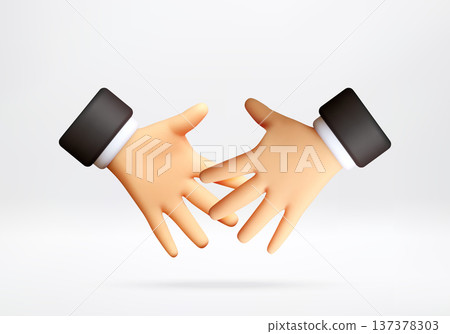 3D Businessman hand icon making handshake. 3D Businessman hand icon making handshake. 137378303