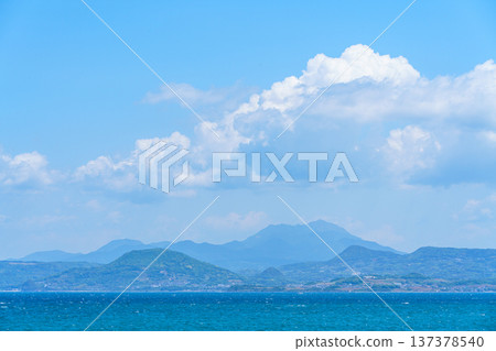 View of the Shimabara Peninsula and Mount Unzen Fugen from Amakusa, Kumamoto View of the Shimabara Peninsula and Mount Unzen Fugen from Amakusa, Kumamoto 137378540