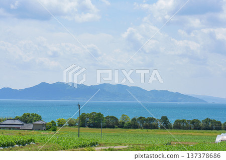 The sea and countryside in the Shimabara area seen from the fields of Amakusa The sea and countryside in the Shimabara area seen from the fields of Amakusa 137378686