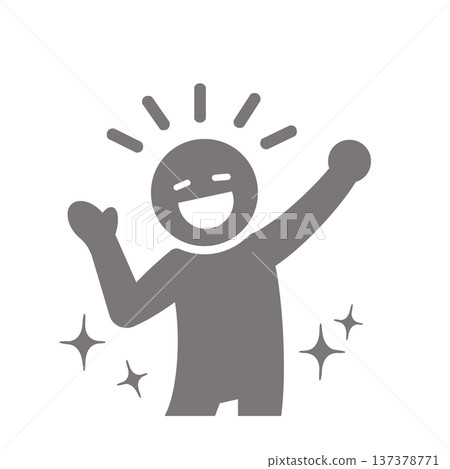 A shining silhouette of a person with a sense of accomplishment (gray) A shining silhouette of a person with a sense of accomplishment (gray) 137378771