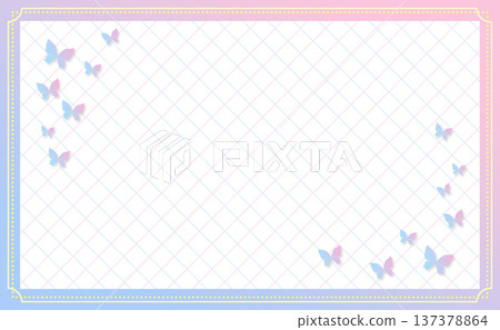 Pink and blue diagonal line pattern, gentle blue and pink gradient classic frame butterfly Pink and blue diagonal line pattern, gentle blue and pink gradient classic frame butterfly 137378864