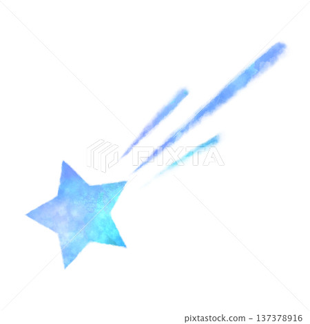 Blue shooting star watercolor illustration 137378916