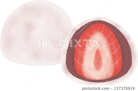 手繪草莓大福插圖 手繪草莓大福插圖 137378919