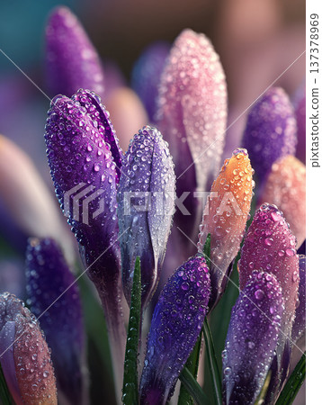 ultra detailed macro shot of spring flowers, generative ai 137378969