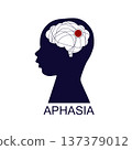Child head icon. Aphasia concept 137379012