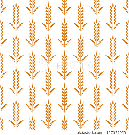 Vector Seamless Pattern with Agriculture Wheat and Cereal Ears on White Background. Organic Wheat, Rice Ear Design Template. Bread, Beer Packaging, Farming, Organic Food Concepts Vector Seamless Pattern with Agriculture Wheat and Cereal Ears on White Background. Organic Wheat, Rice Ear Design Template. Bread, Beer Packaging, Farming, Organic Food Concepts 137379053