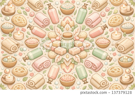 Artistic Mandala Design of Self-Care and Beauty Products 137379128