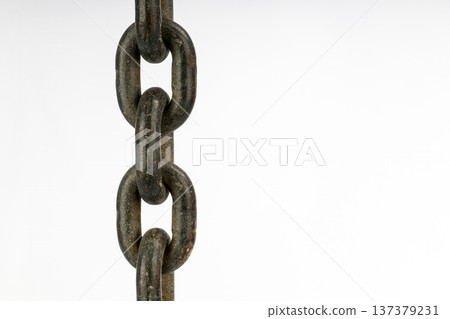 Rusty metal chain on white background with copy space 137379231