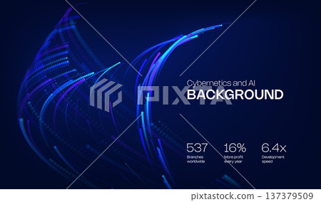 Abstract future ai background with blue big data and digital dots for tech and technology science presentation. Line cyber business network 3d backdrop. Connection graphic design. 137379509