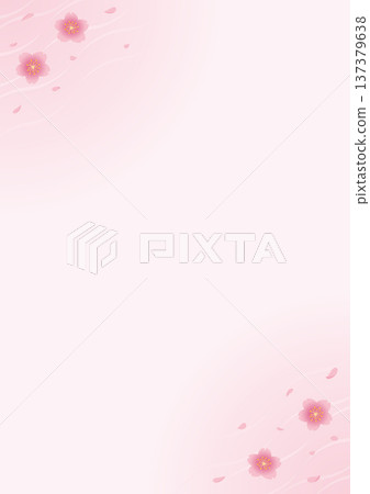 Vertical frame illustration of cherry blossom petals falling in pink Vertical frame illustration of cherry blossom petals falling in pink 137379638