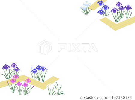 鳶尾花邊框（斜向裝飾）| 初夏日式向量邊框素材 137380175