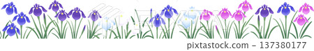 鳶尾花邊框（底部裝飾）| 日式向量邊框素材，適合初夏和男孩節 137380177