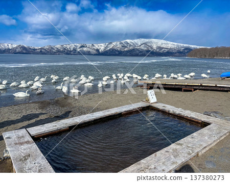Footbath overlooking Lake Kussharo Footbath overlooking Lake Kussharo 137380273