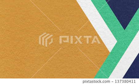 Mustard textured paper background with white, emerald green, blue geometric lines, copy space for banner presentation Mustard textured paper background with white, emerald green, blue geometric lines, copy space for banner presentation 137380411