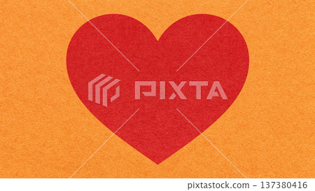 Red heart on orange paper texture background with copy space for Valentines Day banner, template or greeting card Red heart on orange paper texture background with copy space for Valentines Day banner, template or greeting card 137380416