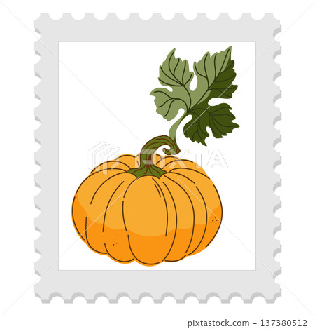 vector illustration of pumpkin and label 137380512