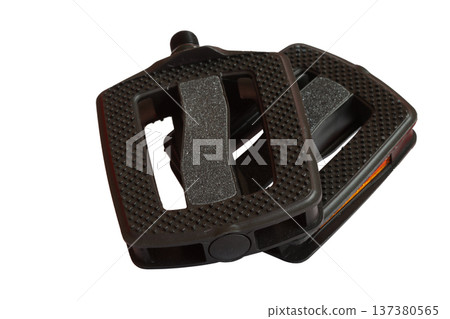 Black bicycle pedals with reflectors. 137380565