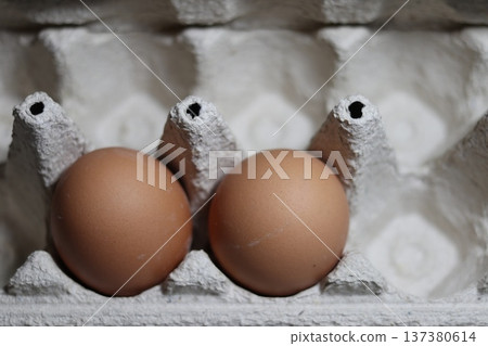 Fresh eggs in paper egg molds. Fresh eggs in paper egg molds. 137380614