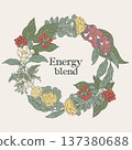 round wreath made of energy tea medicinal plants 137380688