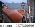 Mediterranean Village Rooftops with Church Bell Tower 137380696