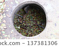 A round hole in a concrete slab. 137381306