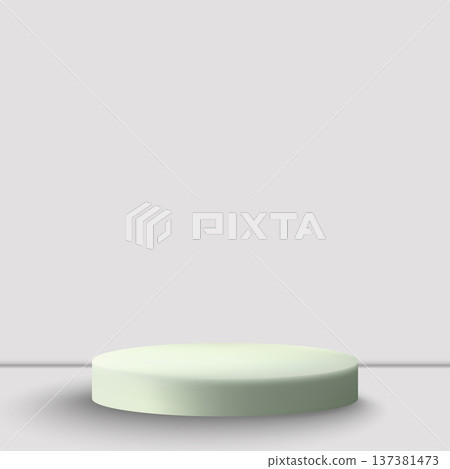Light green 3D podium on gray background, minimalist circular platform for product display. Eps 10 Light green 3D podium on gray background, minimalist circular platform for product display. Eps 10 137381473