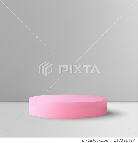 Bright pink gradient podium on light gray background, 3D scene for brand presentation. Eps 10 Bright pink gradient podium on light gray background, 3D scene for brand presentation. Eps 10 137381487