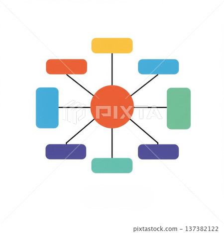 Colorful Circular Network Diagram with Central Node 137382122