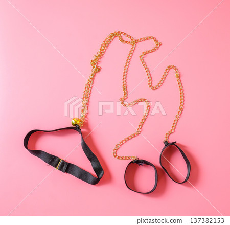 Cosplay women's underwear on color background. 137382153