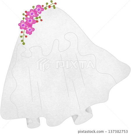 bridal veil with flower bridal veil with flower 137382753
