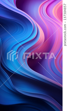 A colorful, abstract image with a blue and pink waves. The colors are vibrant and the lines are wavy, giving the impression of movement and energy. Vertical background. 137384857