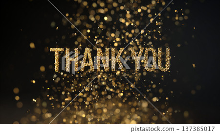Golden text sparks float in the air with a message of gratitude in a dim light setting Golden text sparks float in the air with a message of gratitude in a dim light setting 137385017